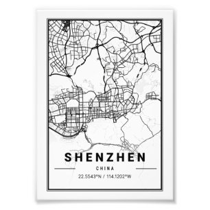 Impression Photo Shenzhen - Chine - Carte de la ville claire de Chi
