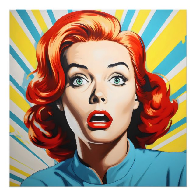 Impression Photo Shocked Woman Pop Art (Devant)