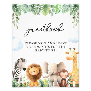 Impression Photo Signe Baby shower Safari Guestbook