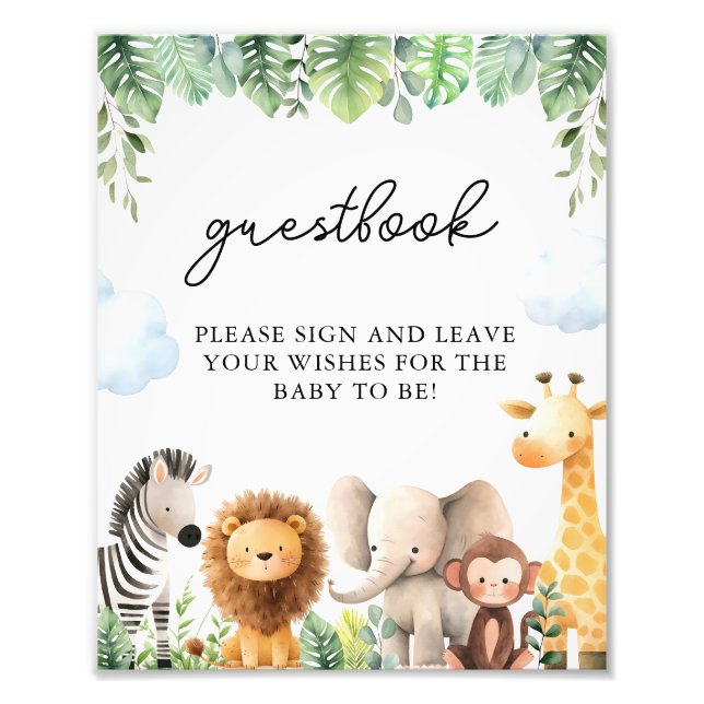 Impression Photo Signe Baby shower Safari Guestbook (Devant)