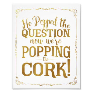 Impression Photo signe mariage d'alcool, bouchon pop, question ouve