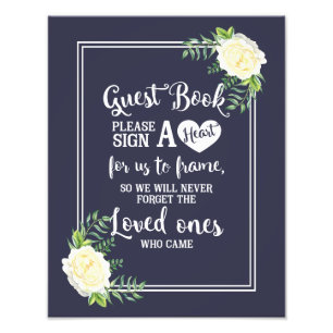 Impression Photo signe mariage, s'il vous plaît signer le coeur, ro