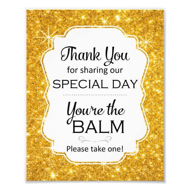 Impression Photo Signe Wedding shower Gold Sparkly Lip Balm Favore (Devant)