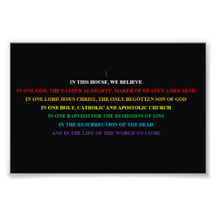 Impression Photo Signer avec le Credo Nicene abrégé.