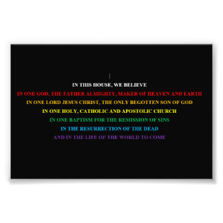 Impression Photo Signer avec le Credo Nicene abrégé.