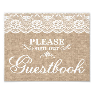Impression Photo Signes mariages - Burlap & Lace - Livre d'or -