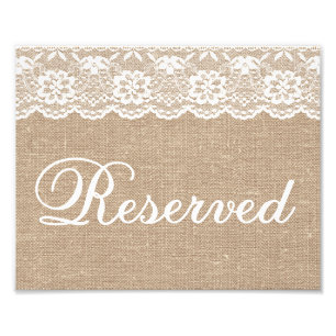 Impression Photo Signes mariages - Burlap & Lace - Réservé -