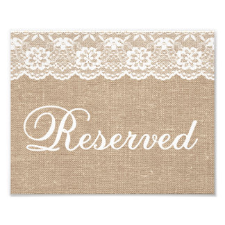 Impression Photo Signes mariages - Burlap & Lace - Réservé -