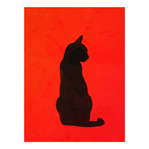 Impression Photo Silhouette de chat noir minimaliste Art moderne ro