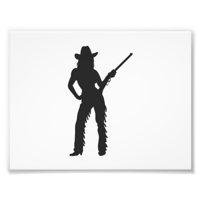Impression Photo Silhouette de cowgirl occidentale (Devant)