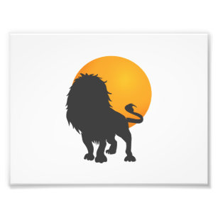 Impression Photo Silhouette de lion - Choisir la couleur arrière - 