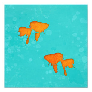 Impression Photo Silhouettes orange de poisson rouge dans une eau t