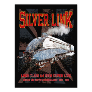 Impression Photo Silver Link LNER Classe A4 2509 Locomotive UK flag