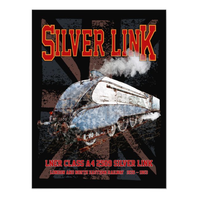 Impression Photo Silver Link LNER Classe A4 2509 Locomotive UK flag (Devant)