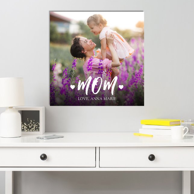 Impression Photo Simple maman coeur personnalisé (Personalized "Mom" custom photo poster. )