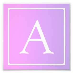 Impression Photo Simple Monogramme   Ombré Rose/Violet Subtil