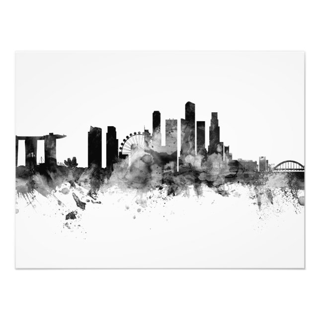 Impression Photo Singapore Skyline Black White (Devant)