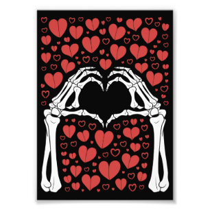 Impression Photo Skeleton Coeur main Valentines Jour Amour drôle