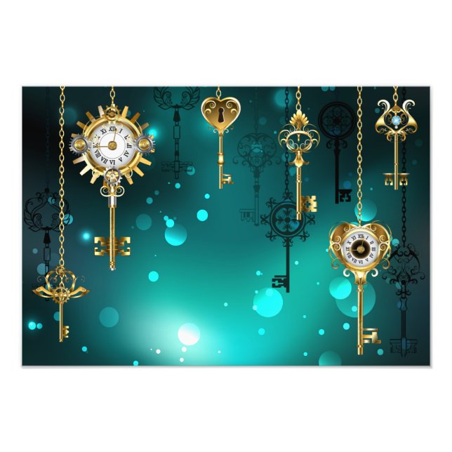 Impression Photo Skeleton Keys on Green Background (Devant)