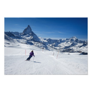 Impression Photo Skiant avec Mt. Matterhorn dans Zermatt, la Suisse