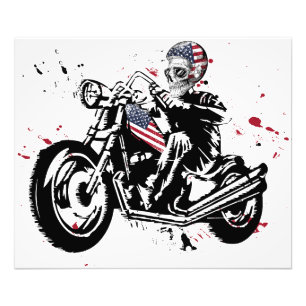 Impression Photo Skull Biker avec drapeau américain