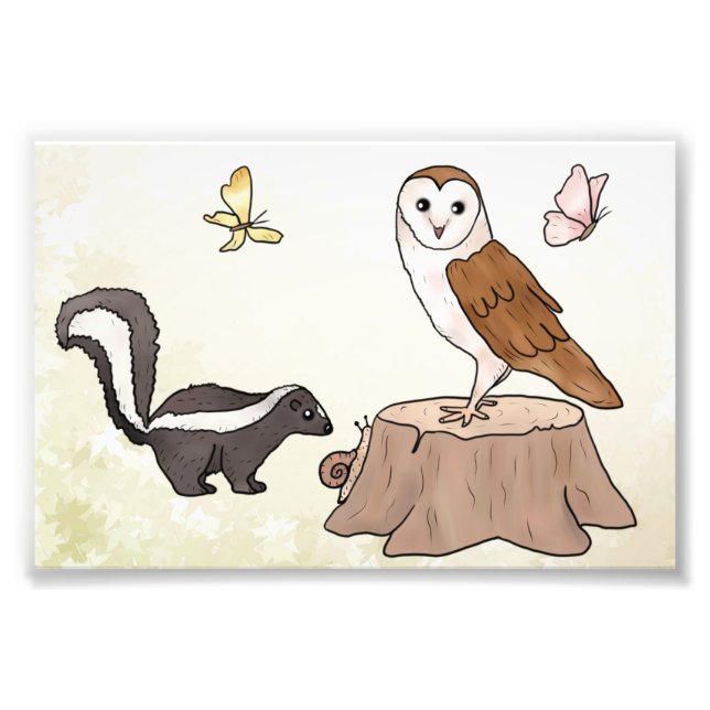 Impression Photo Skunk und Eule Fotodruck (Devant)
