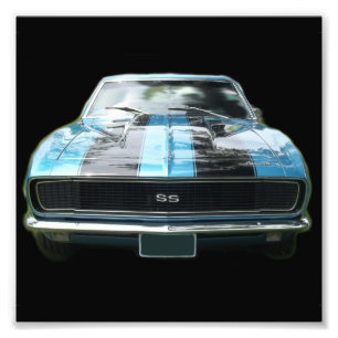 Impression Photo Sky blue SS Camaro avec rayures noires