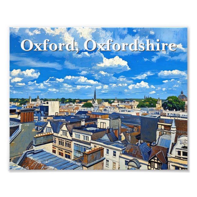 Impression Photo Skyline de la peinture acrylique historique Oxford (Devant)