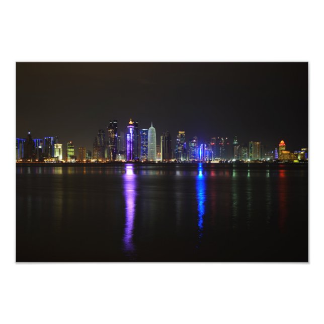 Impression Photo Skyline Doha, Qatar la nuit (Devant)