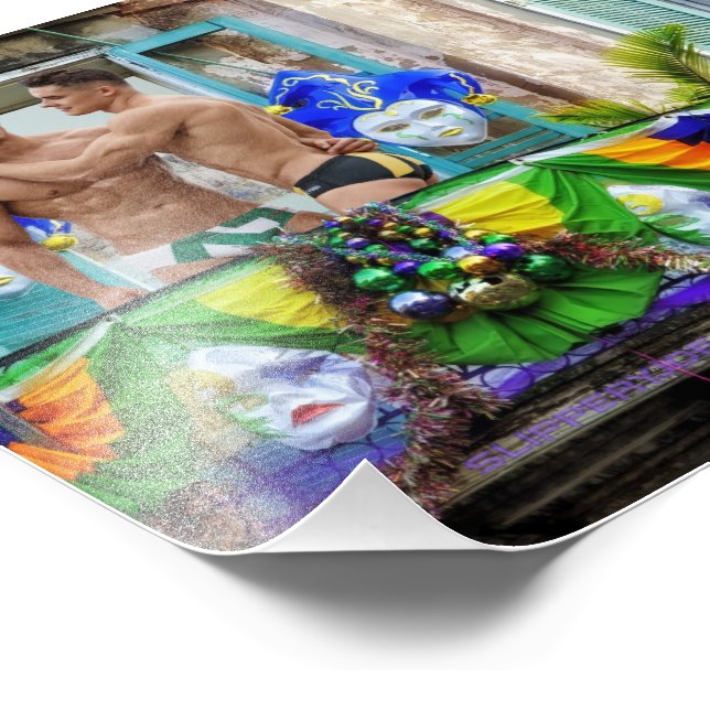 Impression Photo SlipperyJoe's Mardi Gras Hommes violet or vert bal (Coin)