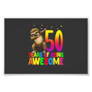Impression Photo Sloth Fête 50 Ans Anniversaire Dabbing 50e Anniver