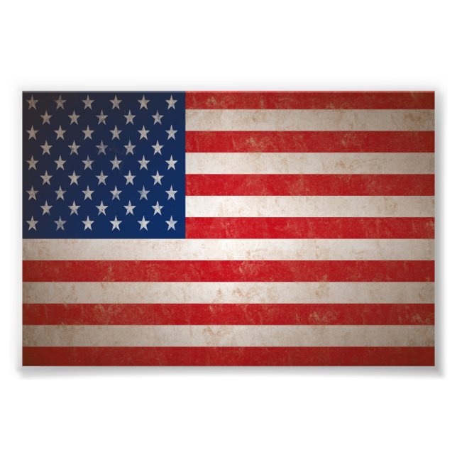 Impression Photo Sm. Style Grunge vintage Drapeau américain Imprime (Devant)