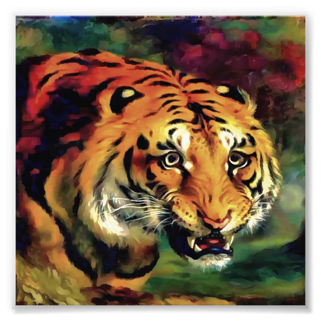 Impression Photo Snarling Tiger Portrait Artistique (Devant)