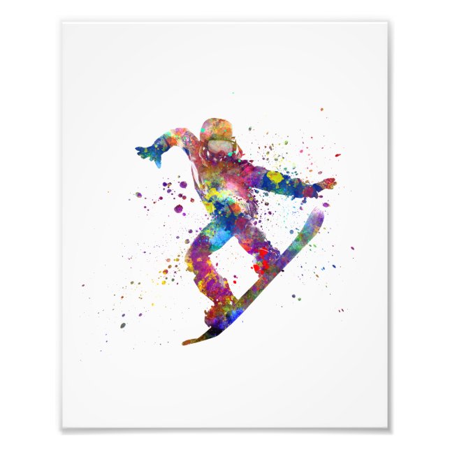 Impression Photo Snowboard in watercolor (Devant)