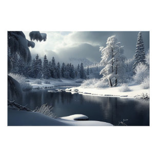 Impression Photo Snowy river landscape: a winter idyll