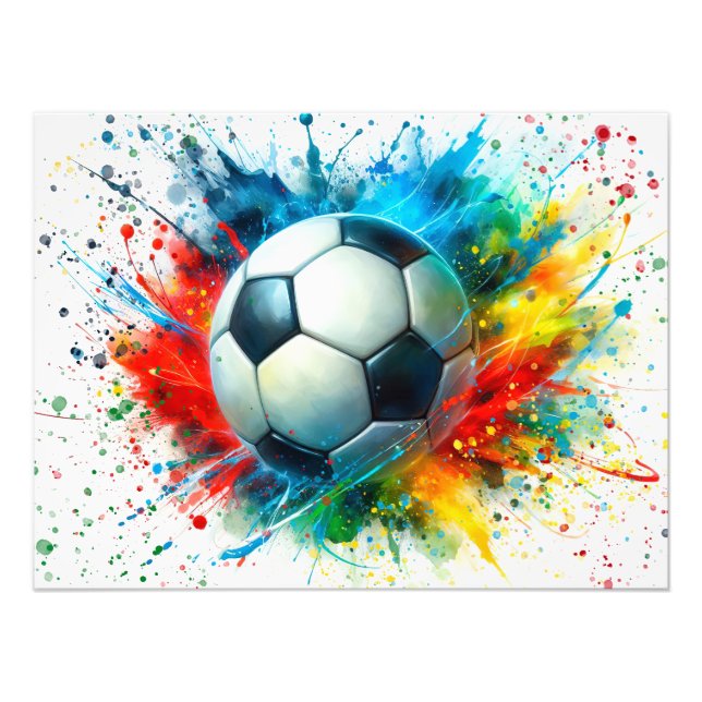 Impression Photo Soccer Ball with Colorful Paint Splatter (Devant)