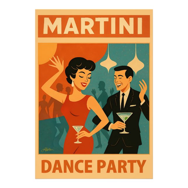 Impression Photo Soirée Dansante Martini du Milieu du Siècle (Devant)