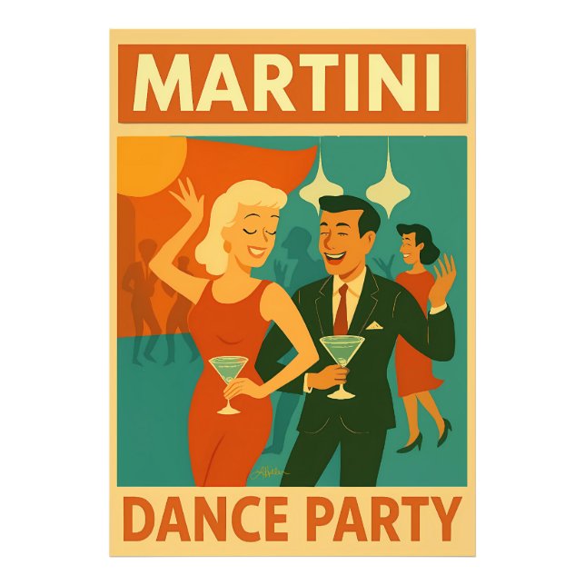 Impression Photo Soirée Dansante Martini du Milieu du Siècle (Devant)