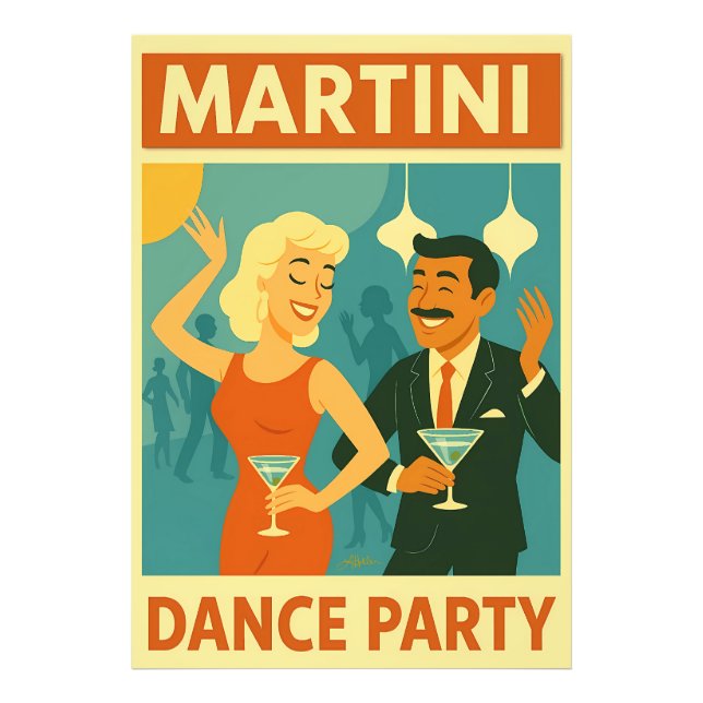 Impression Photo Soirée Dansante Martini du Milieu du Siècle (Devant)