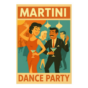 Impression Photo Soirée Dansante Martini du Milieu du Siècle