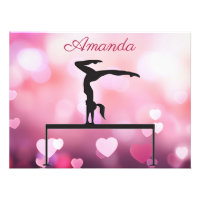 Solde de gymnastique Coeurs rose poutre