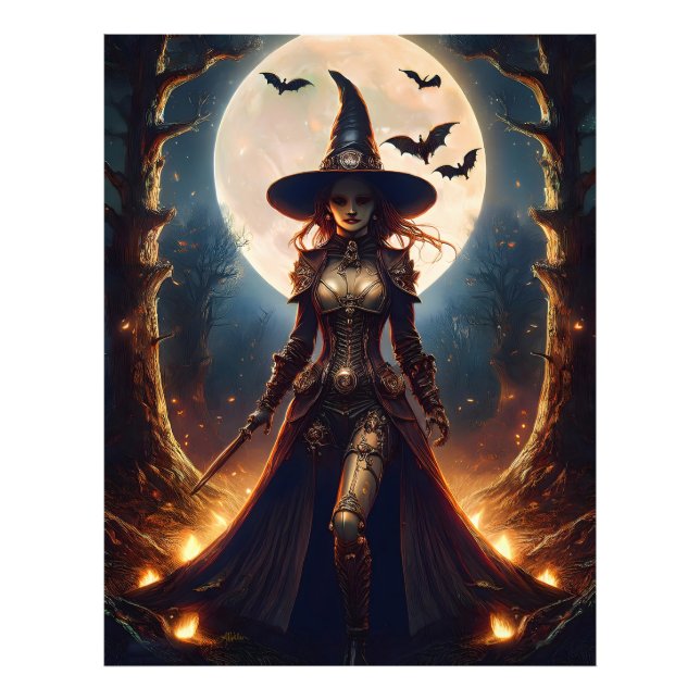 Impression Photo Sorcière de la forêt Steampunk Halloween (Devant)