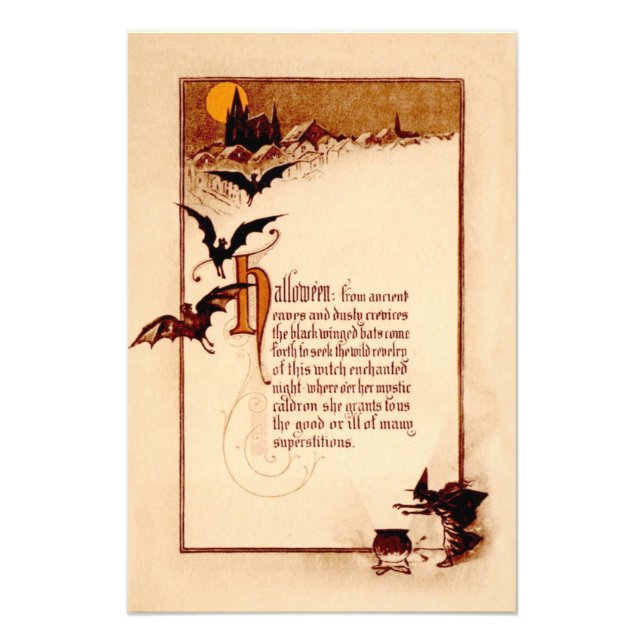 Impression Photo Sorcière Pleine lune chauve-souris Cauldron (Devant)