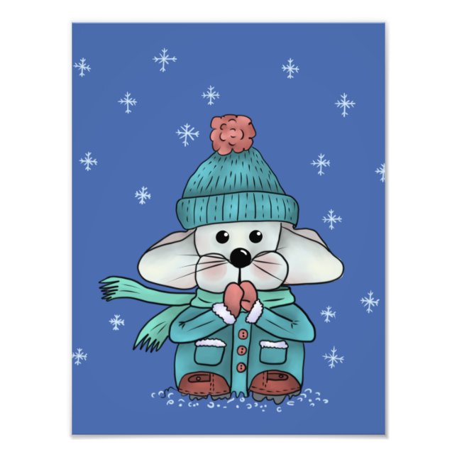 Impression Photo Souris dans la neige (Devant)