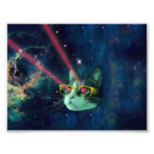 Impression Photo Space cat avec lunettes jaunes
