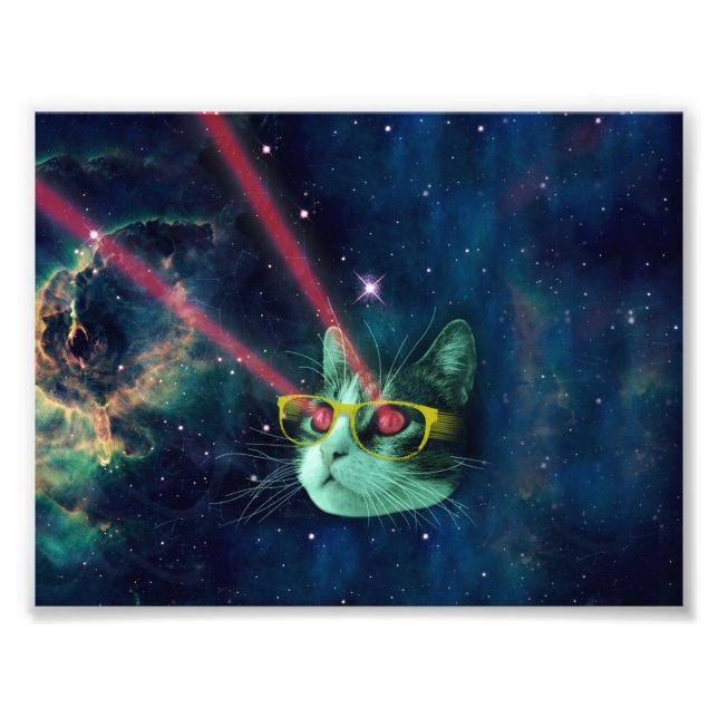 Impression Photo Space cat avec lunettes jaunes (Devant)