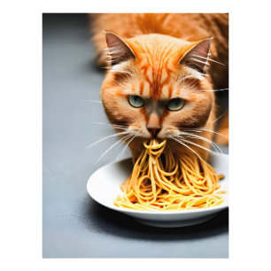 Impression Photo Spaghetti mangeant des chats de gingembre