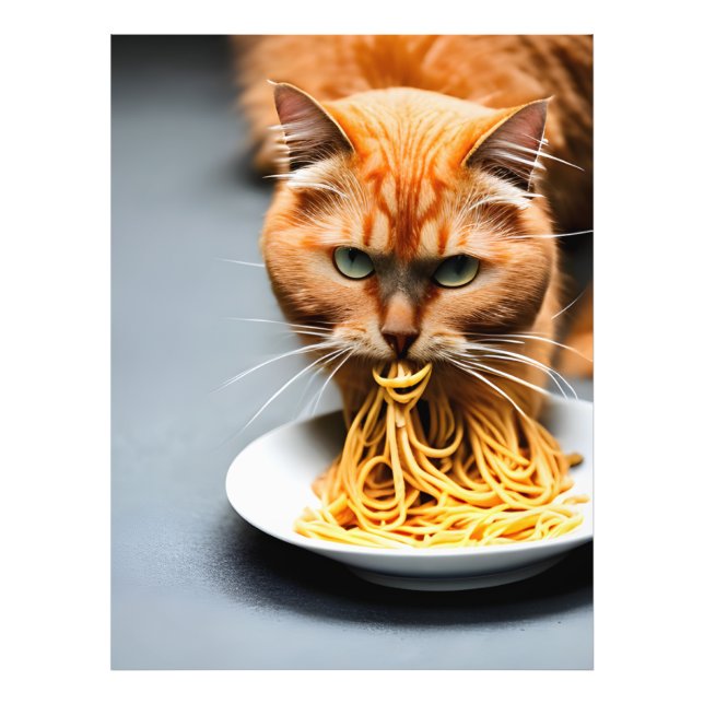 Impression Photo Spaghetti mangeant des chats de gingembre (Devant)
