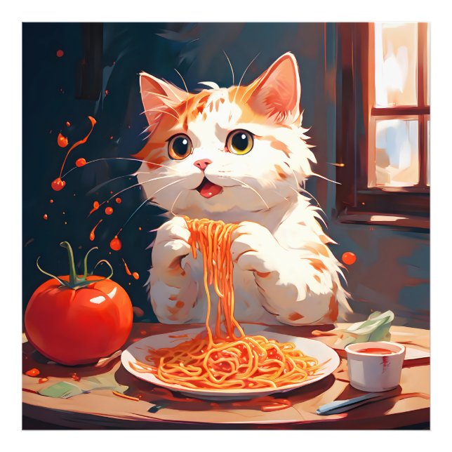 Impression Photo Spaghetti mangeur de chat (Devant)