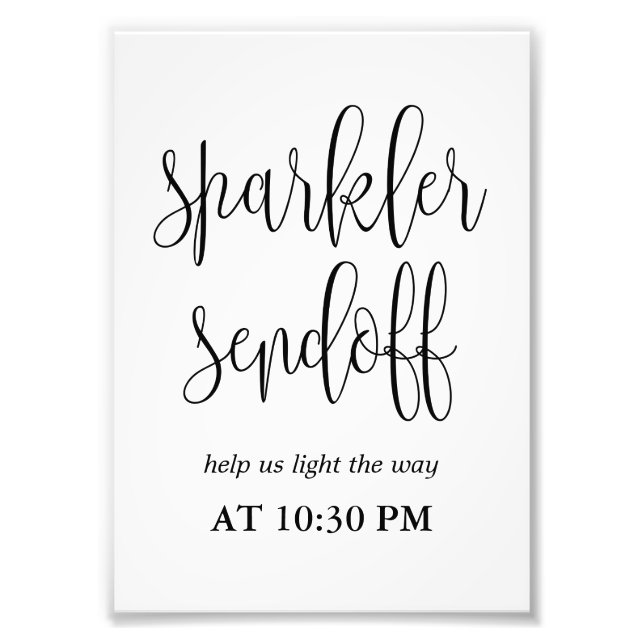 Impression Photo Sparkler Sendoff Signer Choisissez Votre Taille (Devant)